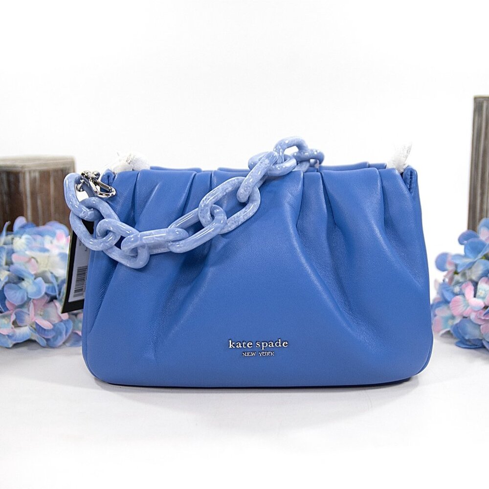 Kate Spade Fluorite Blue Smooth Leather Souffle Crossbody Bag NWT $378